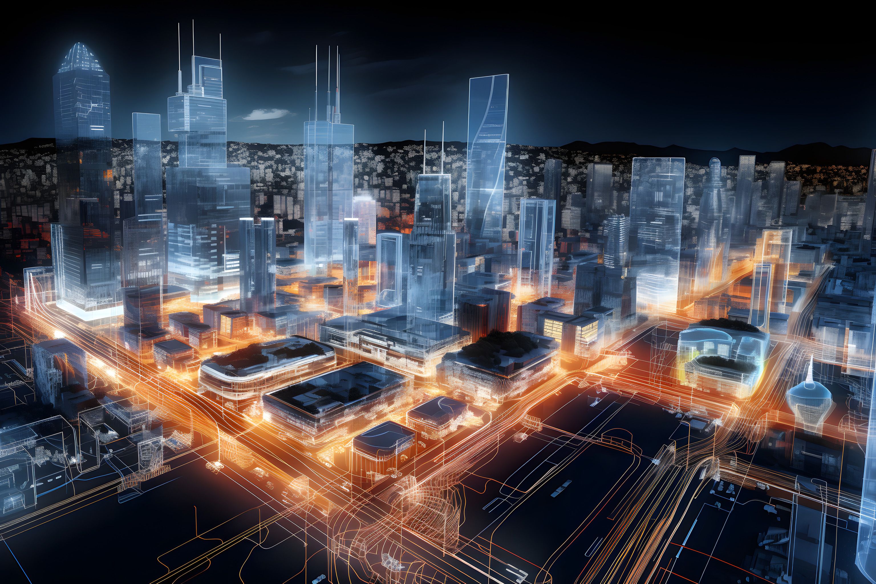 Digitales Stadtmodell mit erfassten Leitungen und Gebäuden