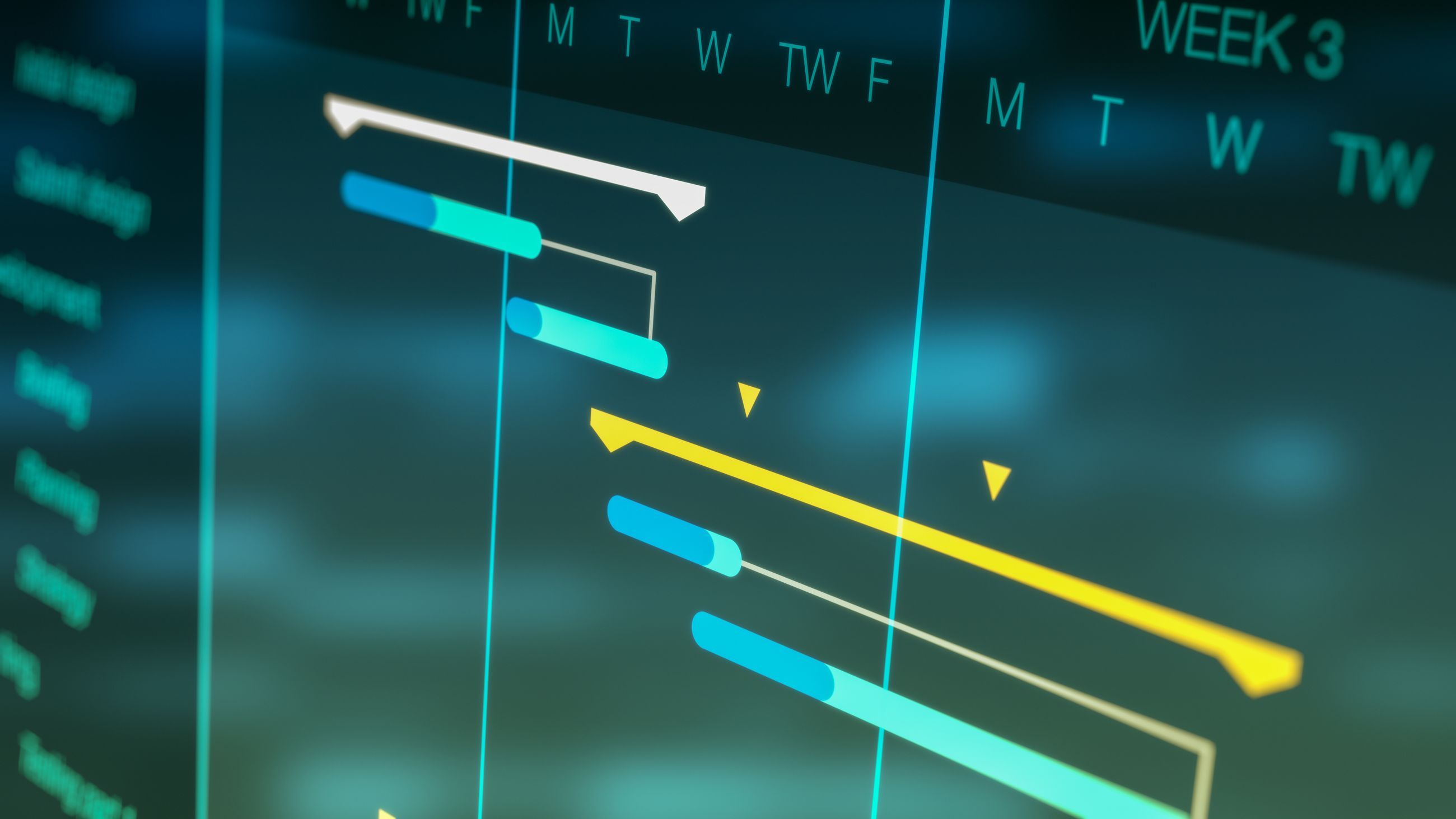 Projektzeitplan als Balkendiagramm auf einem Bildschirm